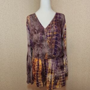 Umgee Earthy Colors Tie Dye SZ Large Romper Shorts One Piece Pullover Outfit